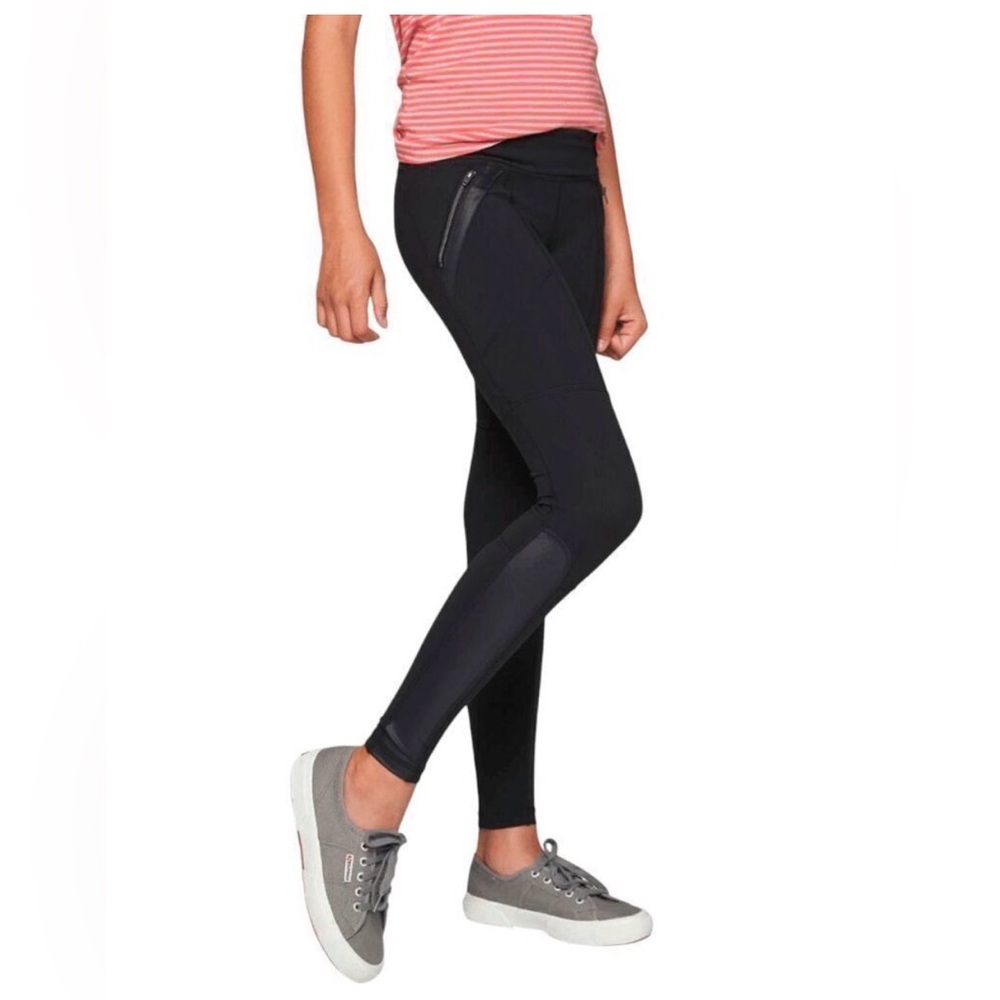 Athleta girls pair Black Leggings one w/ Zipper (moto leggings) one plain